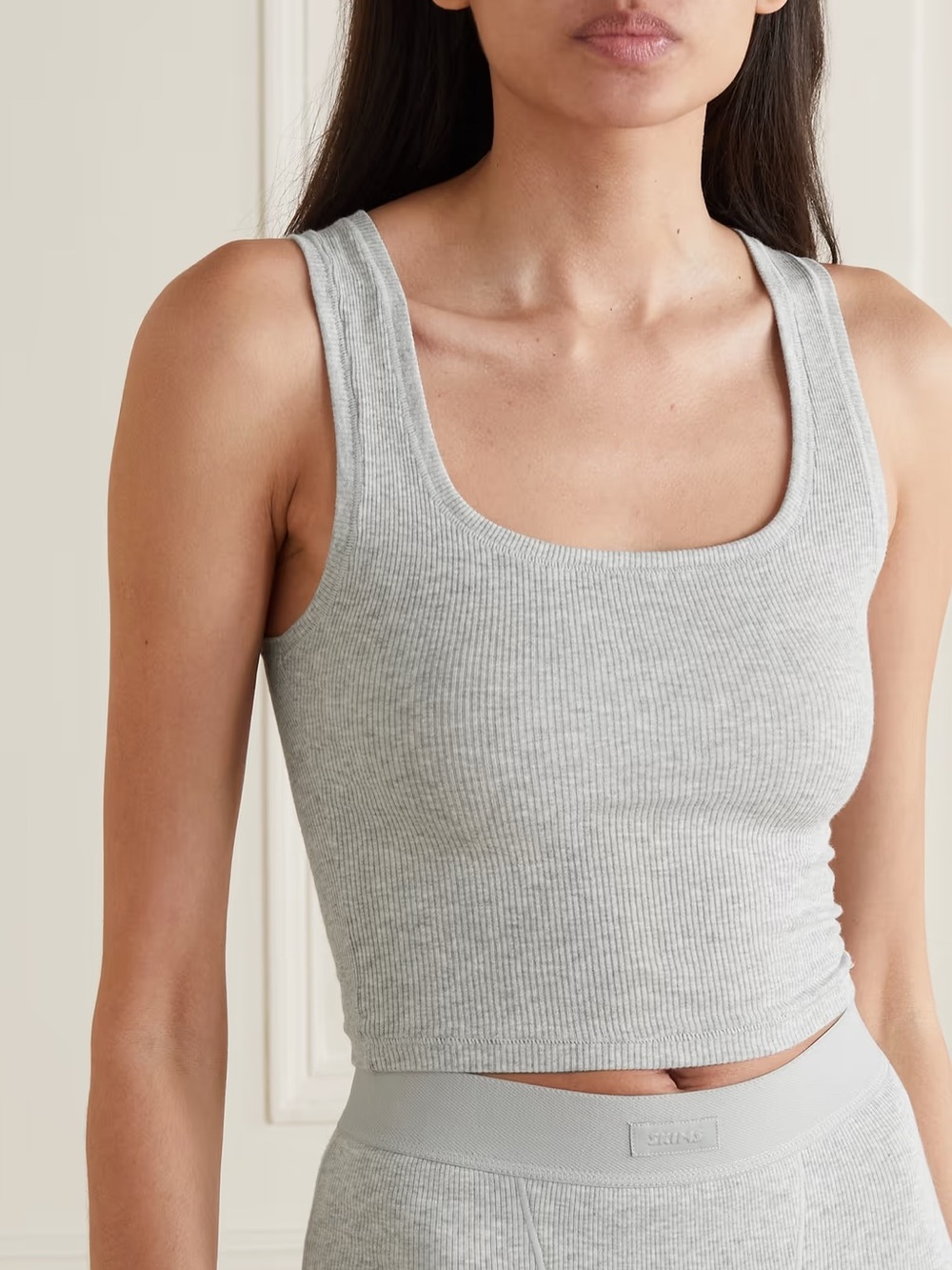 Skims Ribbed Crop Tank Grey